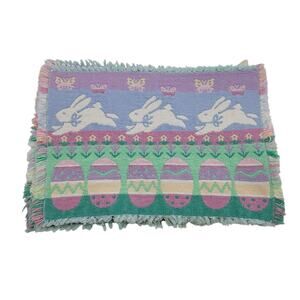 Tapestry Fabric Bunny Butterfly Egg 4 Holiday Placemats W-Across 17" X  H 12"